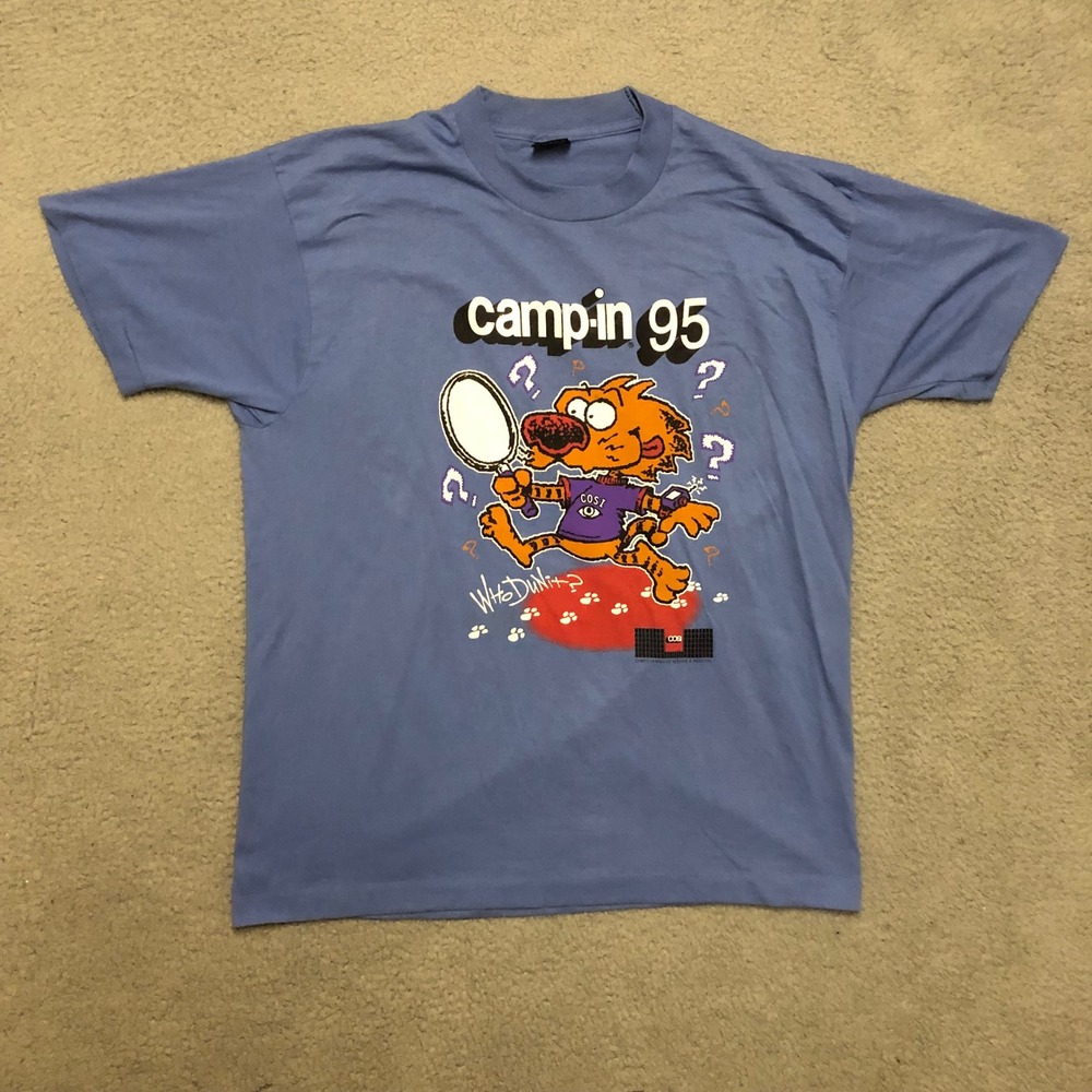 Single Stitch Vintage 1995 COSI Camp-In T-Shirt XL Blue Fruit of the Loom EXC